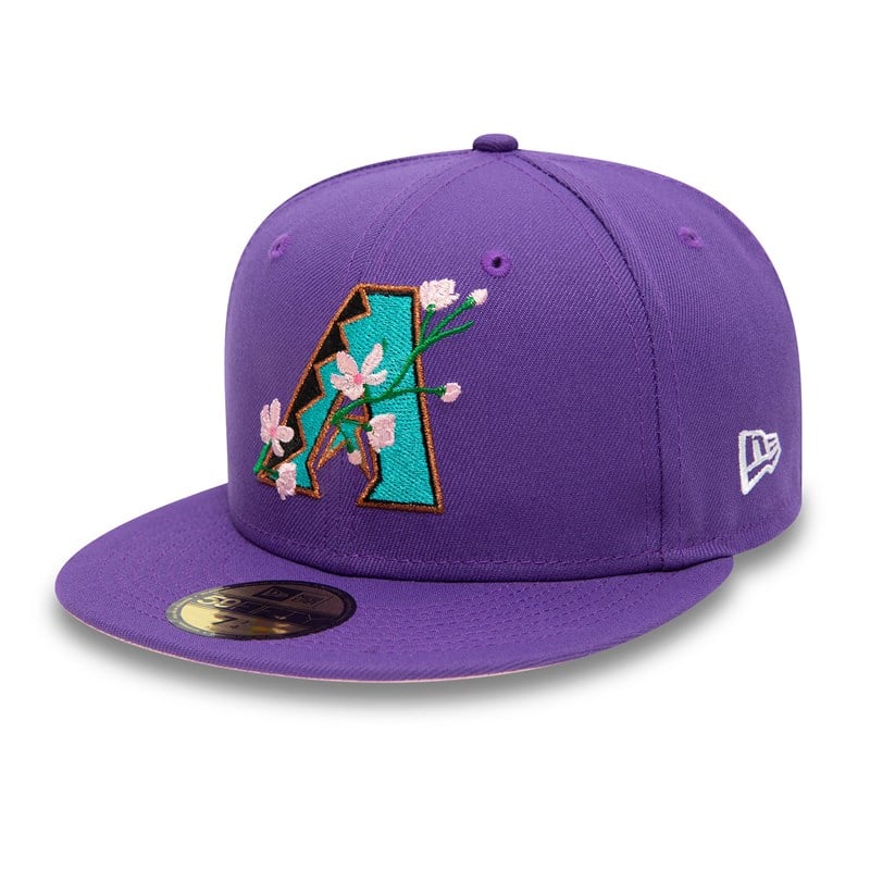 59fifty New Era Arizona Diamondbacks Side Patch Bloom Fitted Gorras Morados | AW0481723