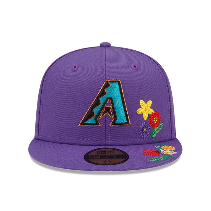 59fifty New Era Arizona Diamondbacks Visor Bloom Fitted Gorras Morados | PR5946310