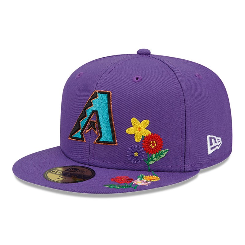 59fifty New Era Arizona Diamondbacks Visor Bloom Fitted Gorras Morados | PR5946310