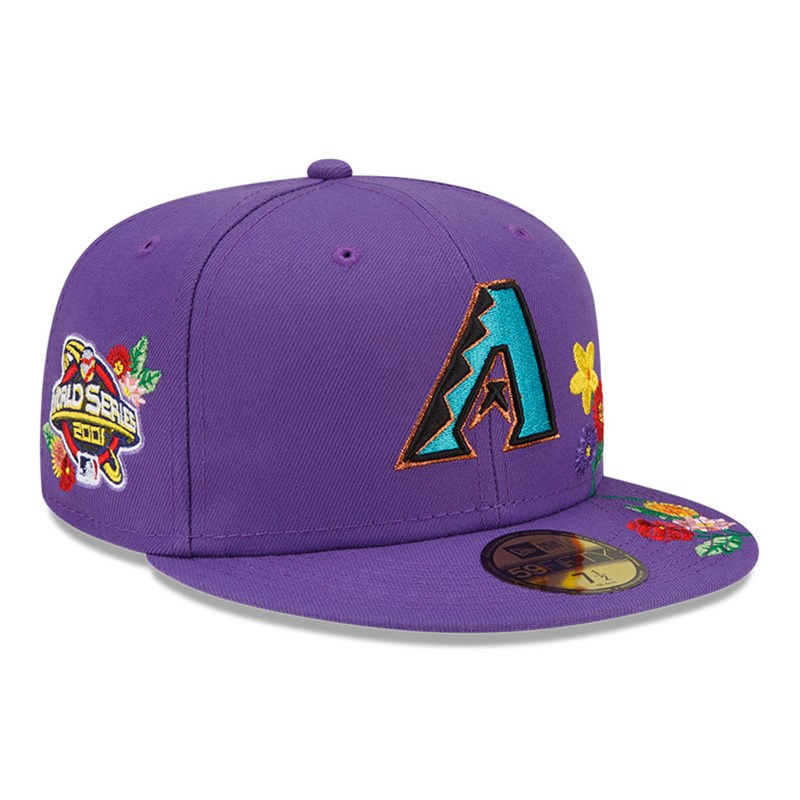 59fifty New Era Arizona Diamondbacks Visor Bloom Fitted Gorras Morados | PR5946310