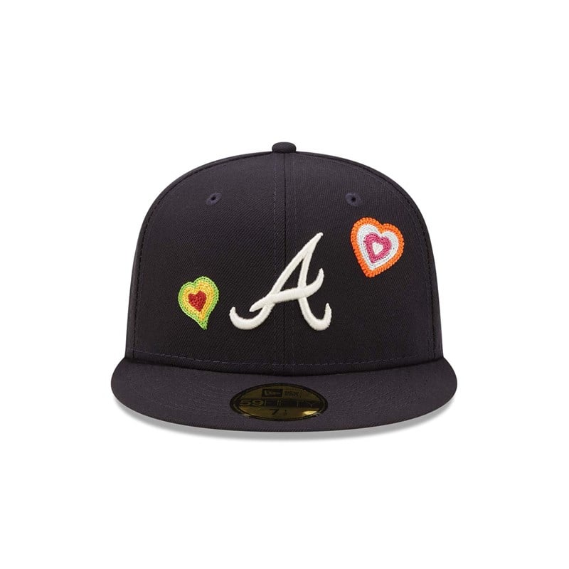 59fifty New Era Atlanta Braves Chain Stitch Heart Fitted Gorras Azules | MW5937142