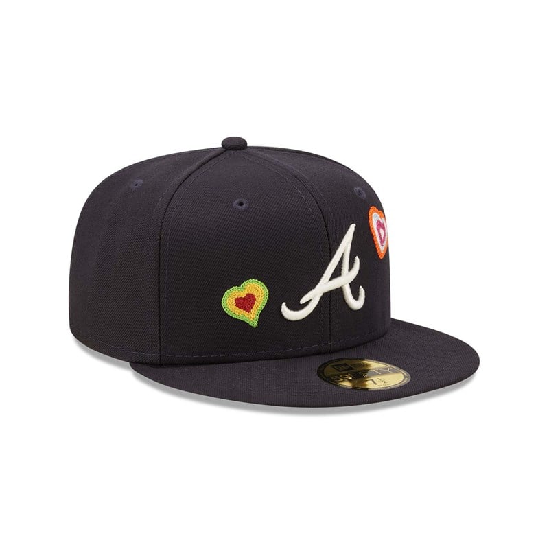 59fifty New Era Atlanta Braves Chain Stitch Heart Fitted Gorras Azules | MW5937142