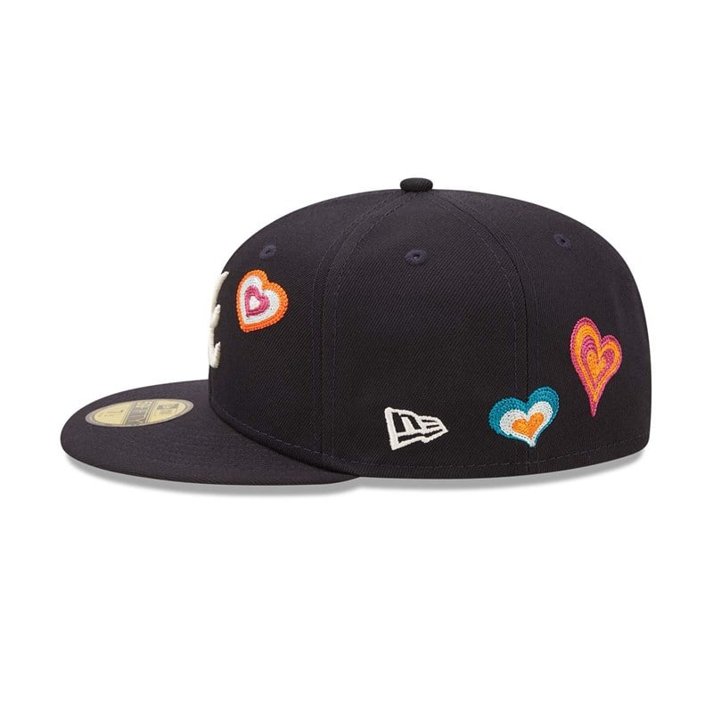 59fifty New Era Atlanta Braves Chain Stitch Heart Fitted Gorras Azules | MW5937142