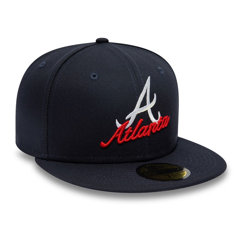 59fifty New Era Atlanta Braves Dual Logo Fitted Gorras Azules | YQ9315784