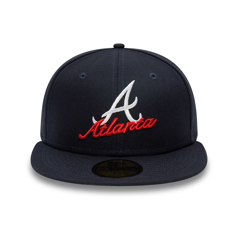 59fifty New Era Atlanta Braves Dual Logo Fitted Gorras Azules | YQ9315784