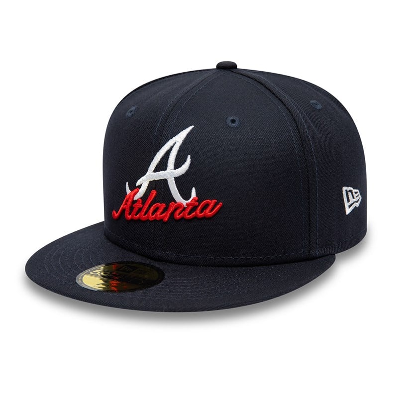 59fifty New Era Atlanta Braves Dual Logo Fitted Gorras Azules | YQ9315784