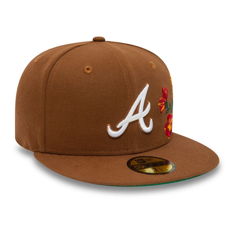 59fifty New Era Atlanta Braves MLB Floral Toffee Fitted Gorras Marrom | VS3521740