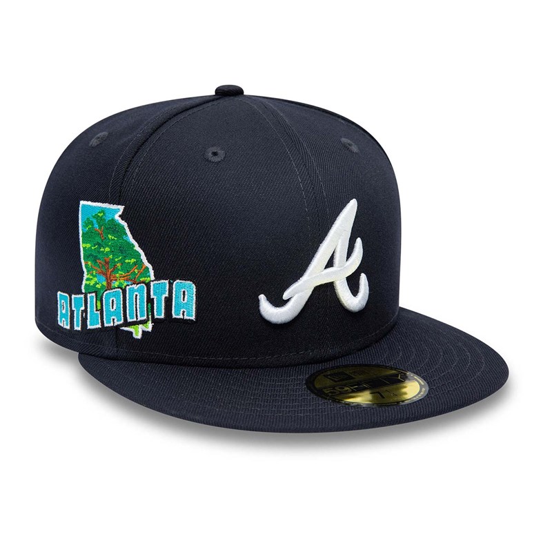 59fifty New Era Atlanta Braves Stateview Fitted Gorras Azules | ZH5708192