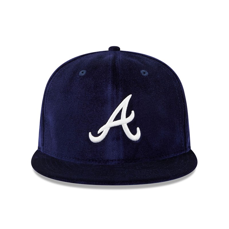 59fifty New Era Atlanta Braves Velvet Fitted Gorras Azules | CZ3026915