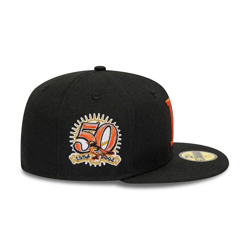 59fifty New Era Baltimore Orioles 50th Anniversary Fitted Gorras Negros | PL1975406