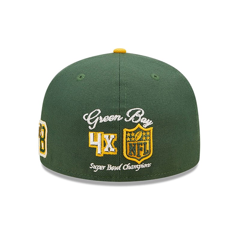 59fifty New Era Bay Packers Ne Letterman Fitted Gorras Verdes | VP3748012