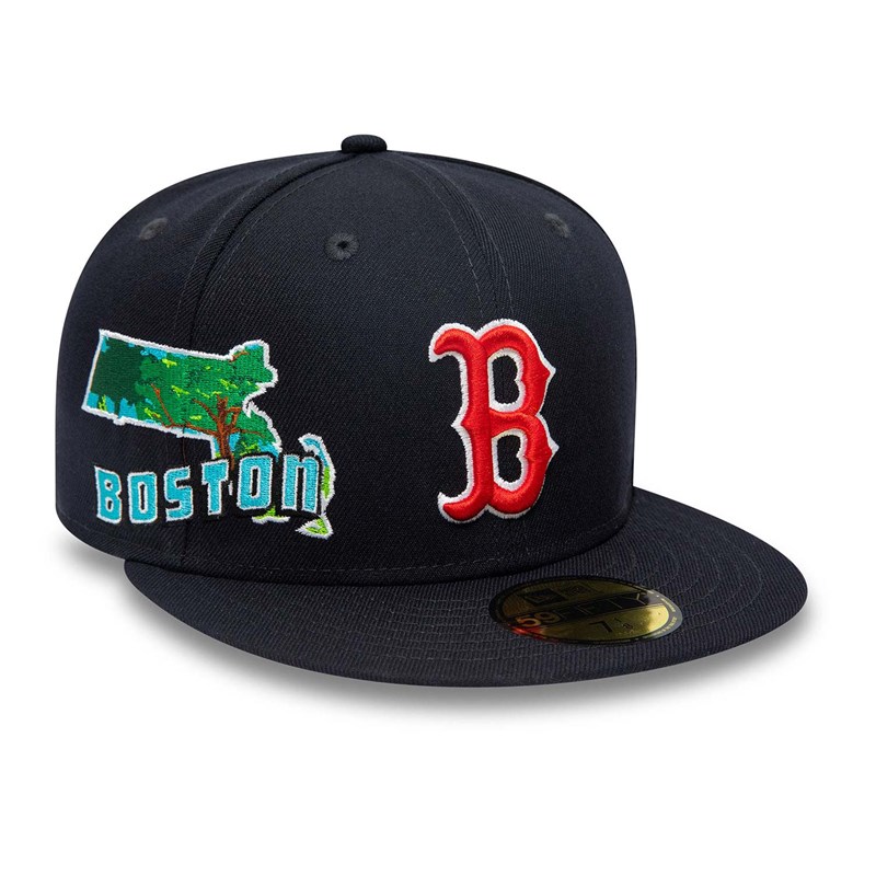 59fifty New Era Boston Sox Stateview Fitted Gorras Azules | NG9487132