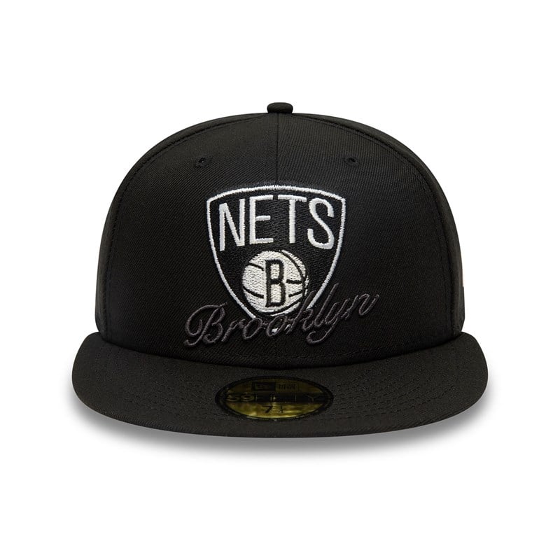 59fifty New Era Brooklyn Nets Dual Logo Fitted Gorras Negros | PV2347061