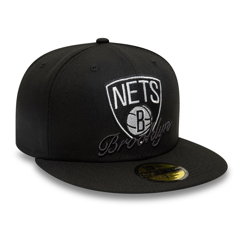 59fifty New Era Brooklyn Nets Dual Logo Fitted Gorras Negros | PV2347061