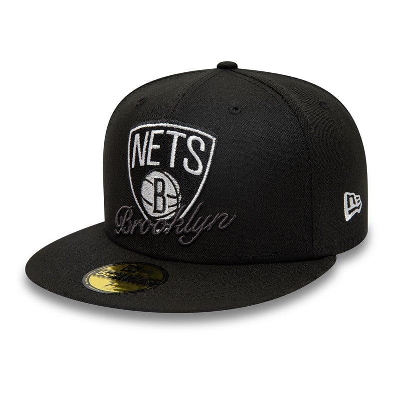 59fifty New Era Brooklyn Nets Dual Logo Fitted Gorras Negros | PV2347061