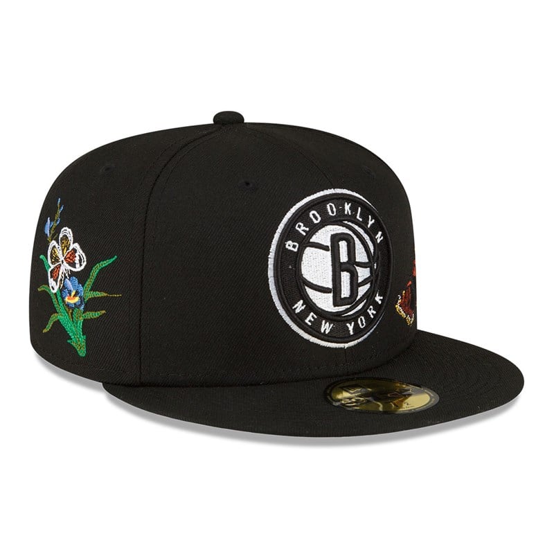 59fifty New Era Brooklyn Nets Felt X NBA Fitted Gorras Negros | JM9873521