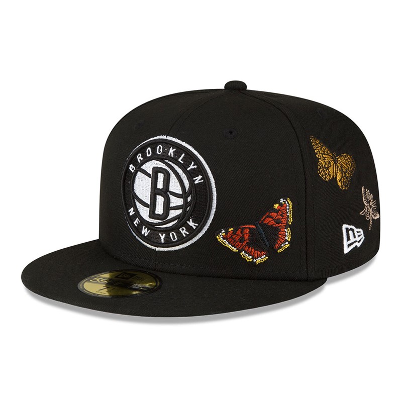 59fifty New Era Brooklyn Nets Felt X NBA Fitted Gorras Negros | JM9873521