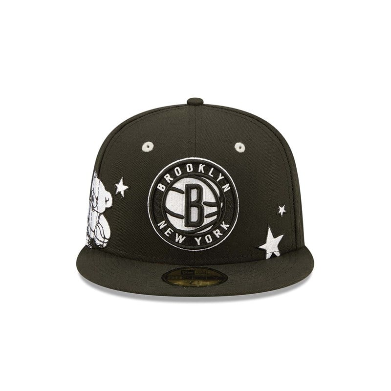 59fifty New Era Brooklyn Nets Teddy Fitted Gorras Negros | EX4018973