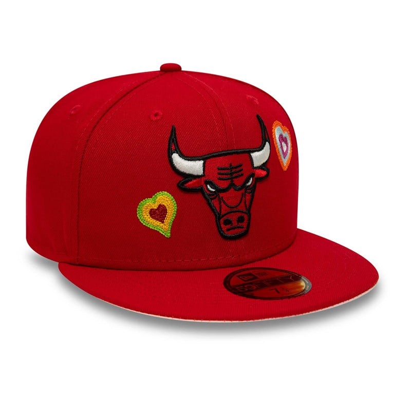 59fifty New Era Chicago Bulls Chain Stitch Heart Fitted Gorras Rojos | ZH7394028