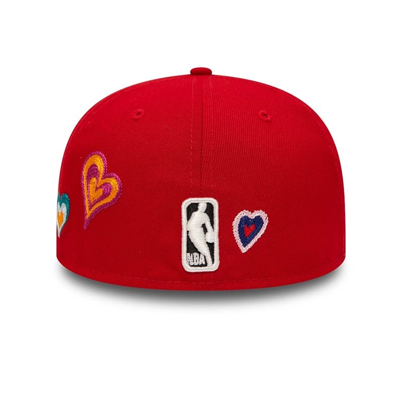 59fifty New Era Chicago Bulls Chain Stitch Heart Fitted Gorras Rojos | ZH7394028