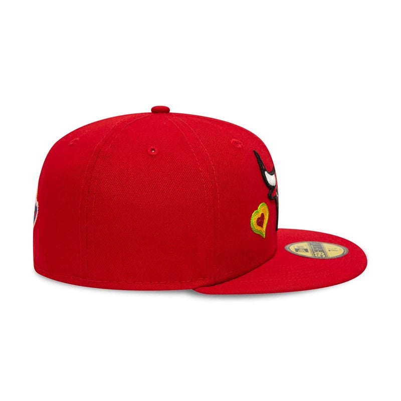 59fifty New Era Chicago Bulls Chain Stitch Heart Fitted Gorras Rojos | ZH7394028