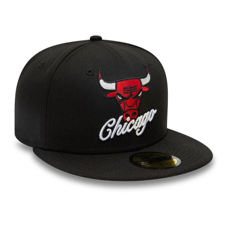 59fifty New Era Chicago Bulls Dual Logo Fitted Gorras Negros | ZG8425907