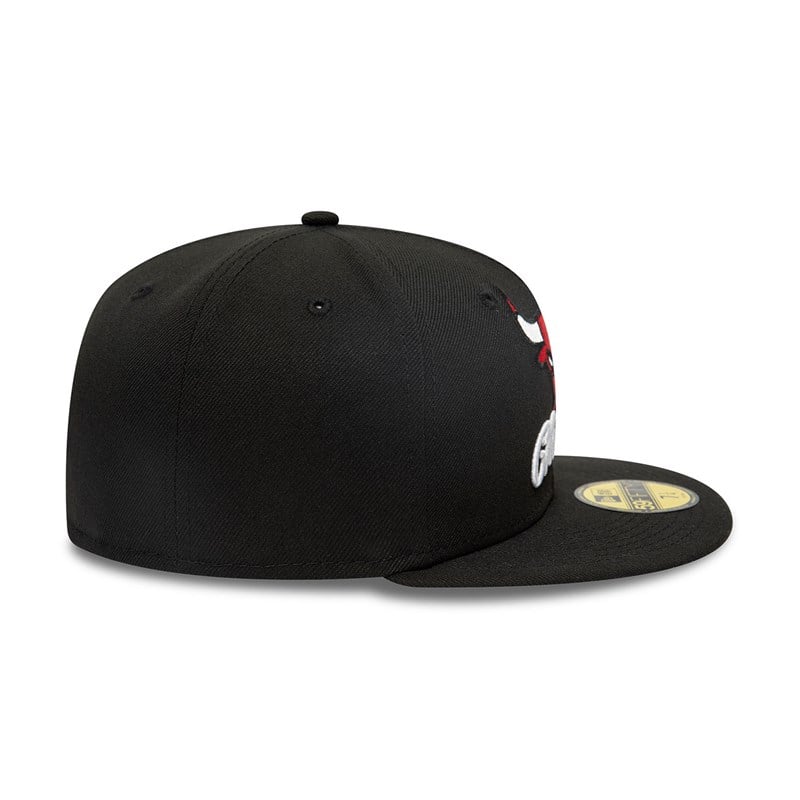 59fifty New Era Chicago Bulls Dual Logo Fitted Gorras Negros | ZG8425907