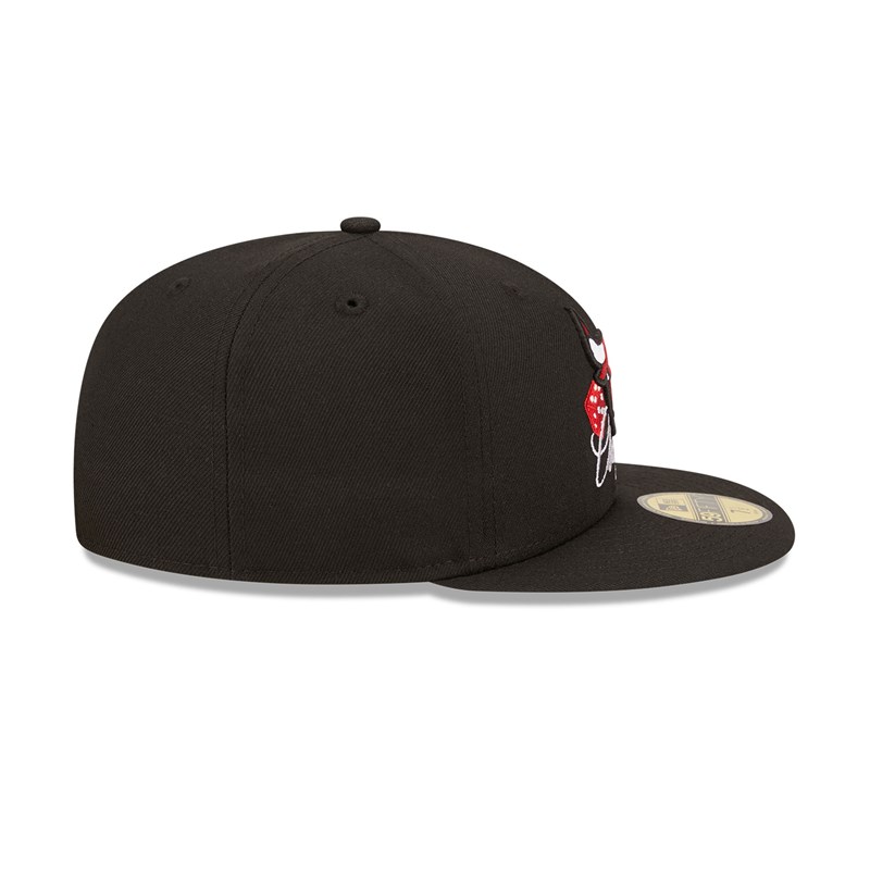 59fifty New Era Chicago Bulls Roller Fitted Gorras Negros | JE4987132