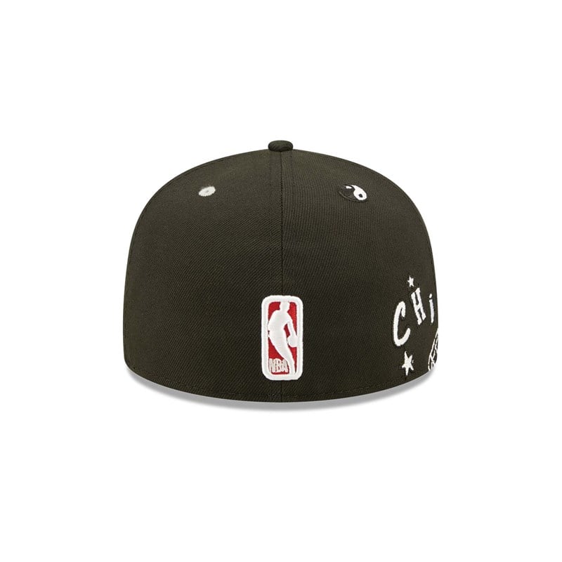 59fifty New Era Chicago Bulls Teddy Fitted Gorras Negros | BJ2169034