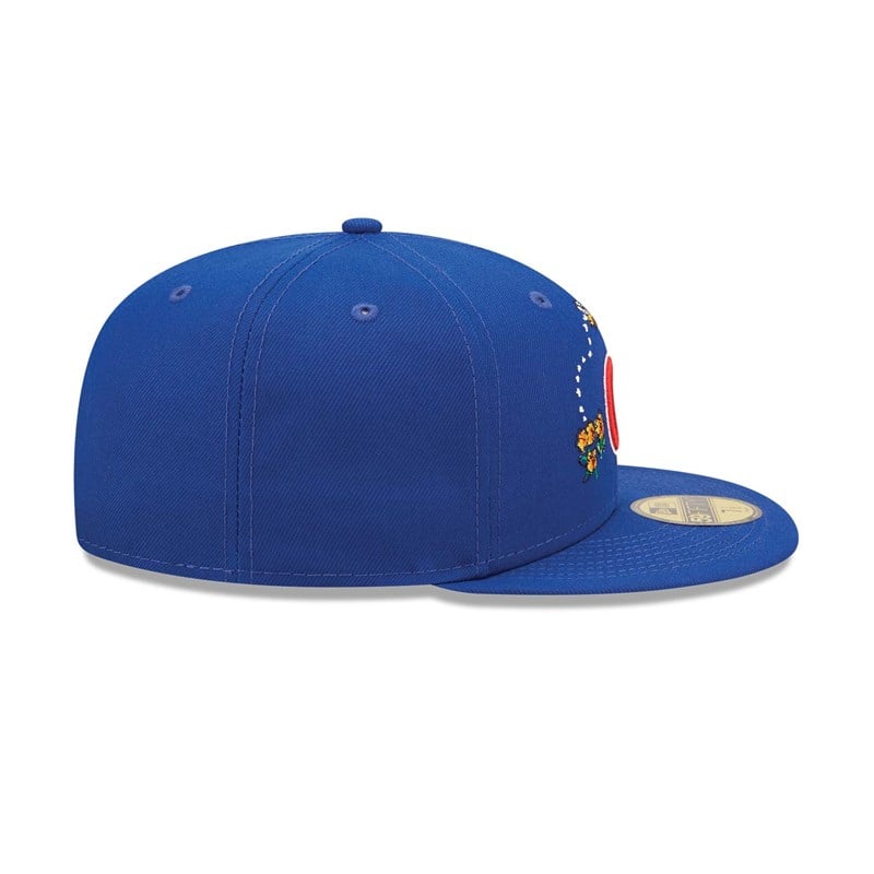 59fifty New Era Chicago Cubs Watercolour Floral Gorras Azules | ZL1802794