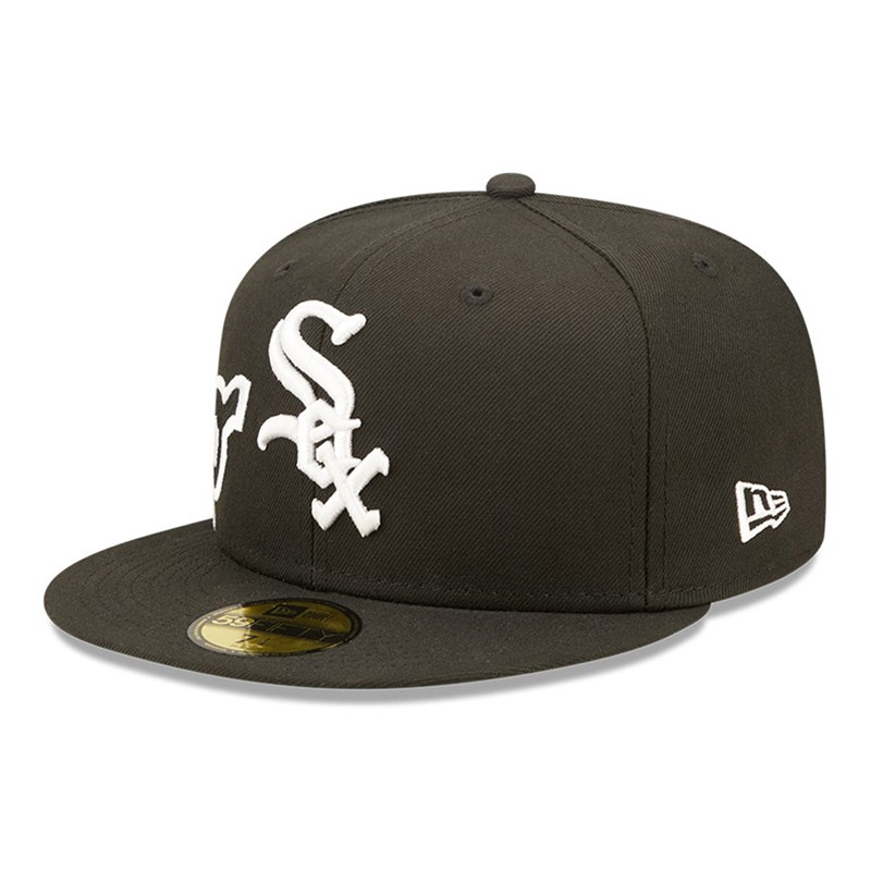 59fifty New Era Chicago Sox MLB Side Split Fitted Gorras Negros | BD6581930