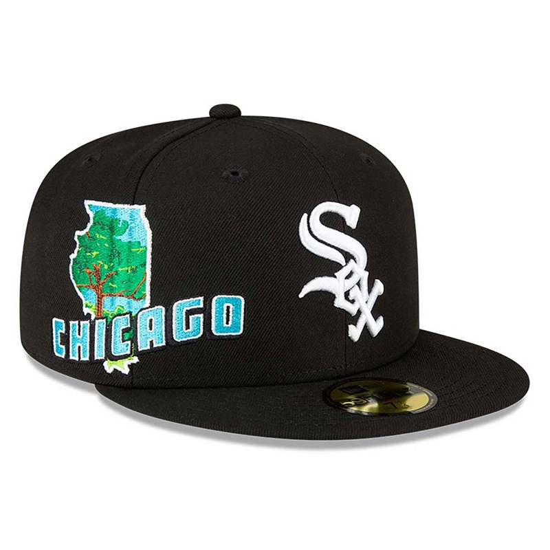 59fifty New Era Chicago Sox Stateview Fitted Gorras Negros | YS5673814