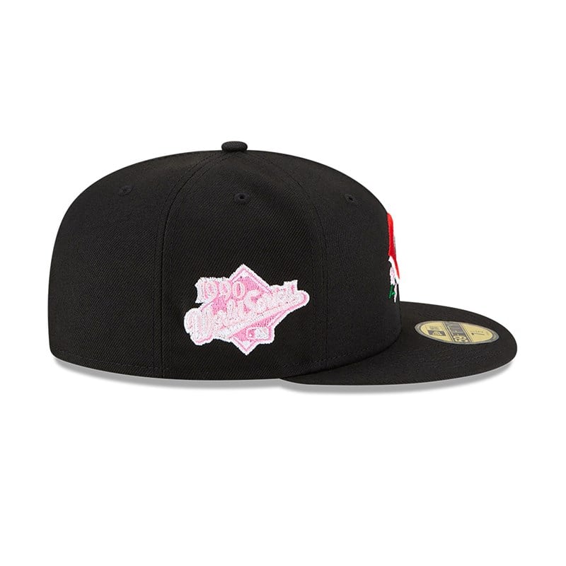 59fifty New Era Cincinnati Reds Side Patch Bloom Fitted Gorras Negros | AN1593674