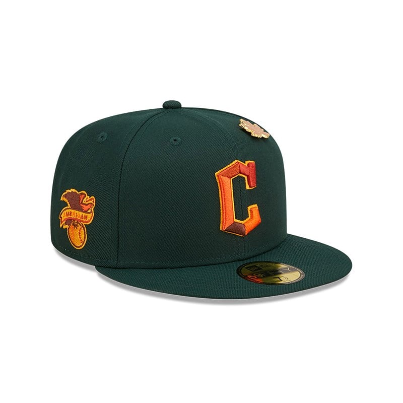 59fifty New Era Cleveland Guardians Leafy Fitted Gorras Verdes | MA4573826