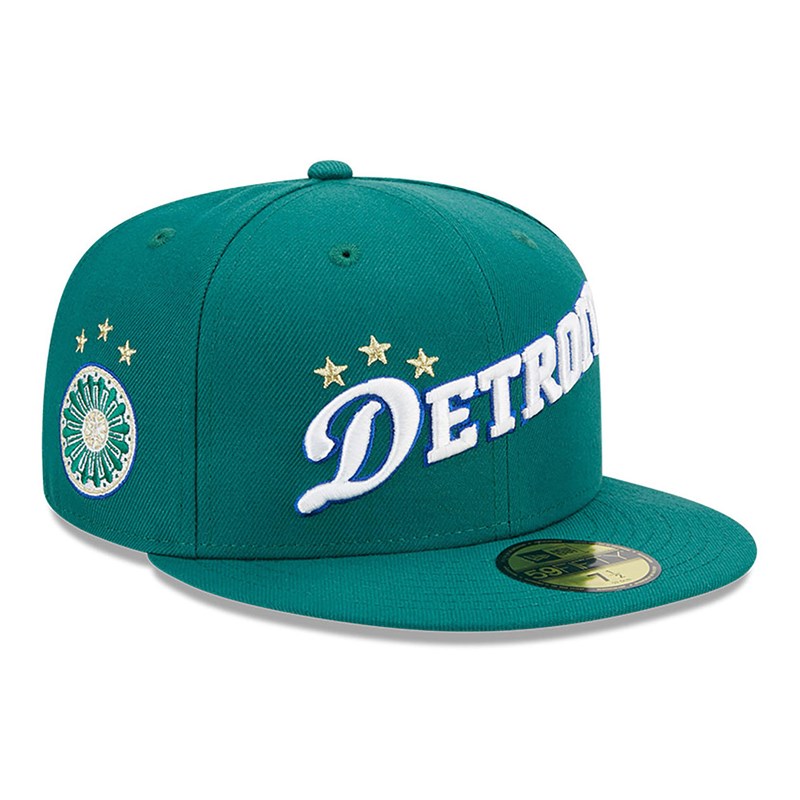 59fifty New Era Detroit Pistons Authentics City Fitted Gorras Verdes | ON4279658