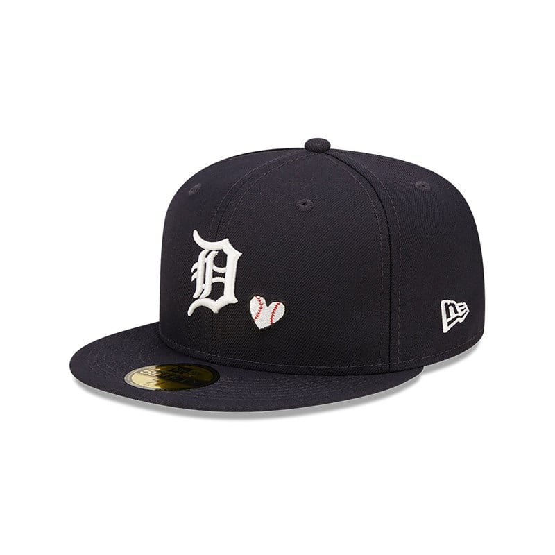 59fifty New Era Detroit Tigers MLB Team Heart Fitted Gorras Azules | QP8295701