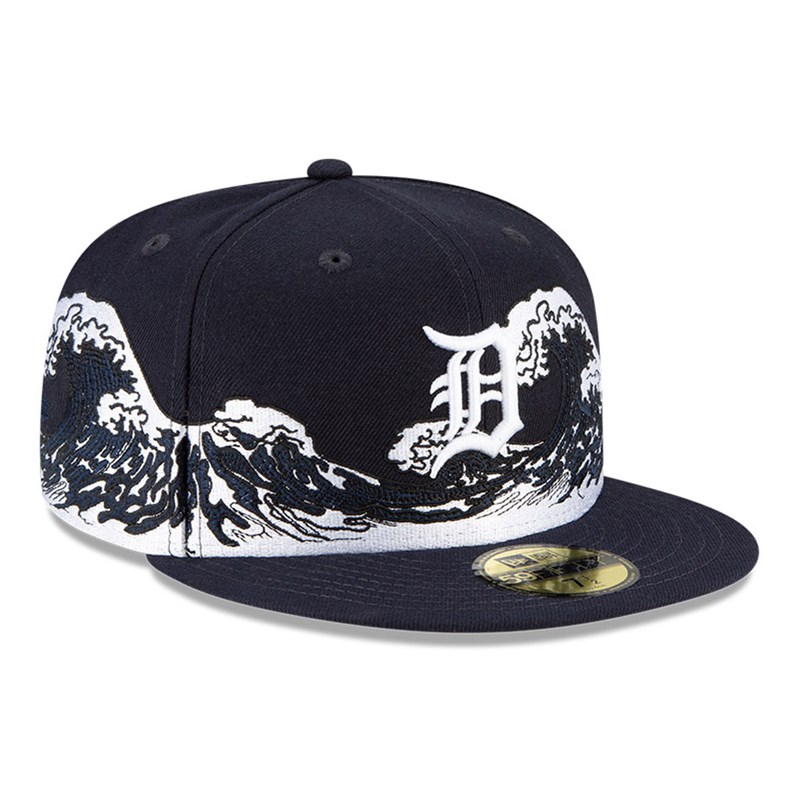 59fifty New Era Detroit Tigers MLB Wave Fitted Gorras Azules | XR2078913