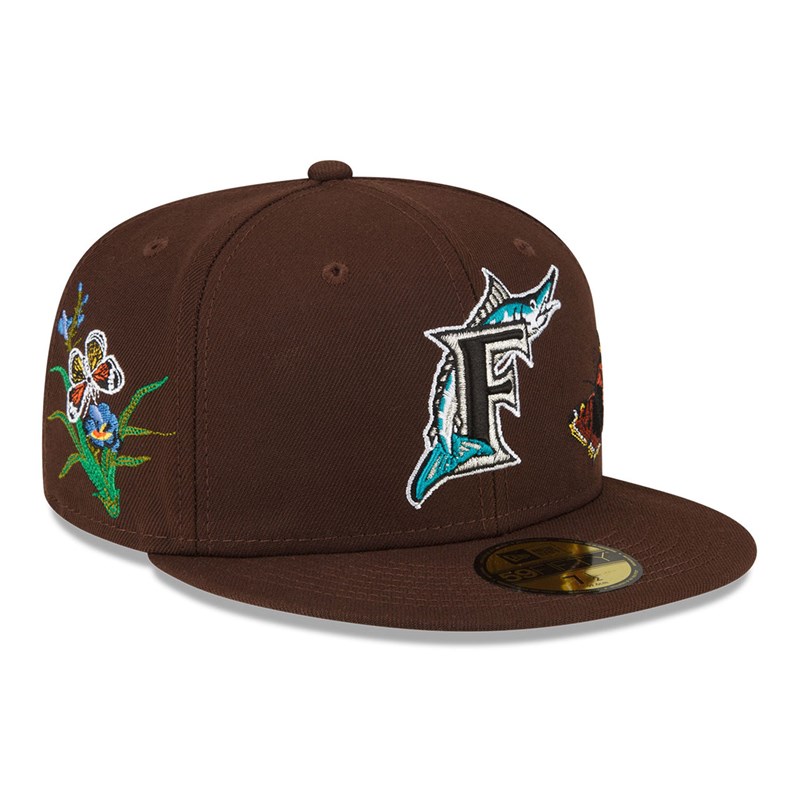 59fifty New Era Florida Marlins Felt X MLB Fitted Gorras Marrom | YE2408356