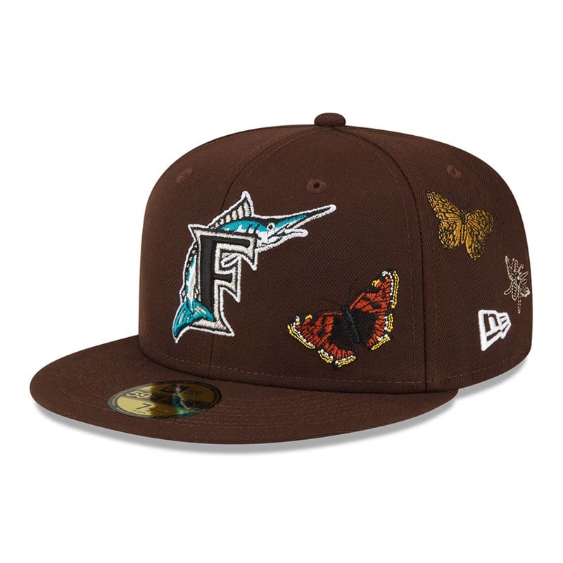 59fifty New Era Florida Marlins Felt X MLB Fitted Gorras Marrom | YE2408356