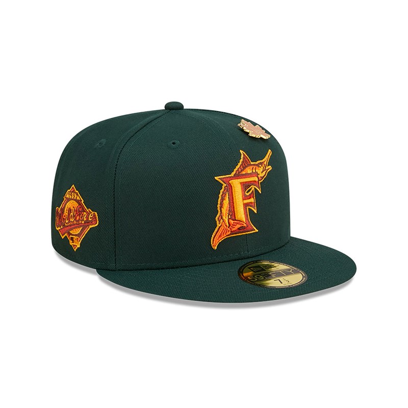 59fifty New Era Florida Marlins Leafy Fitted Gorras Verdes | NJ1480965