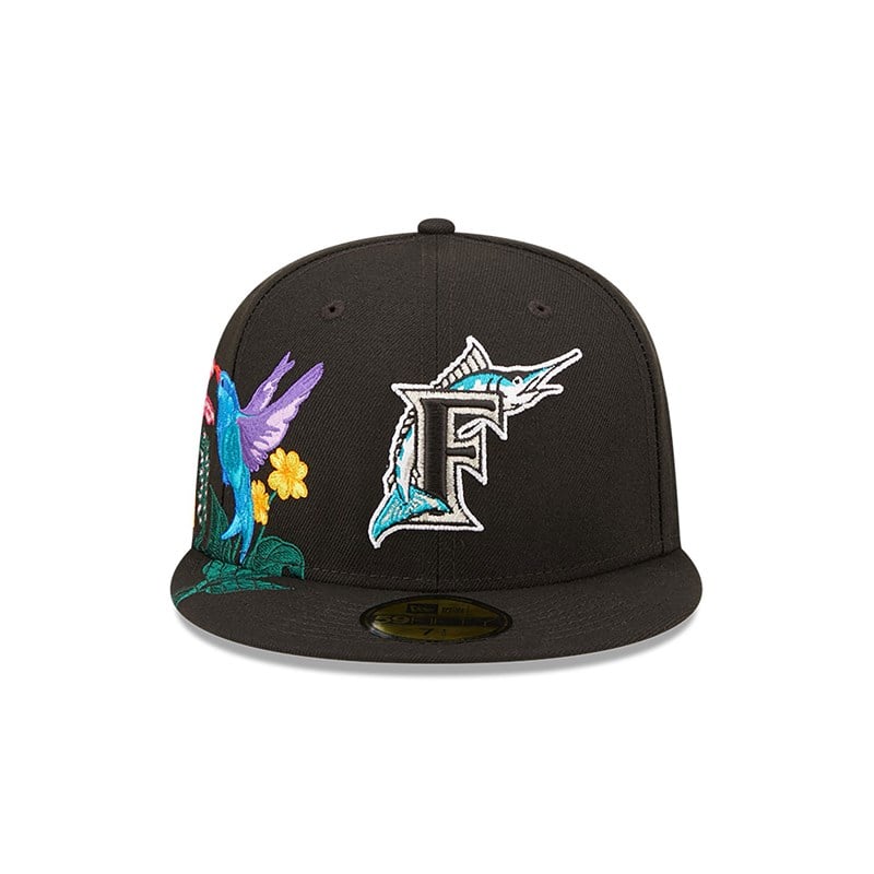 59fifty New Era Florida Marlins MLB Blooming Fitted Gorras Negros | XE3495807