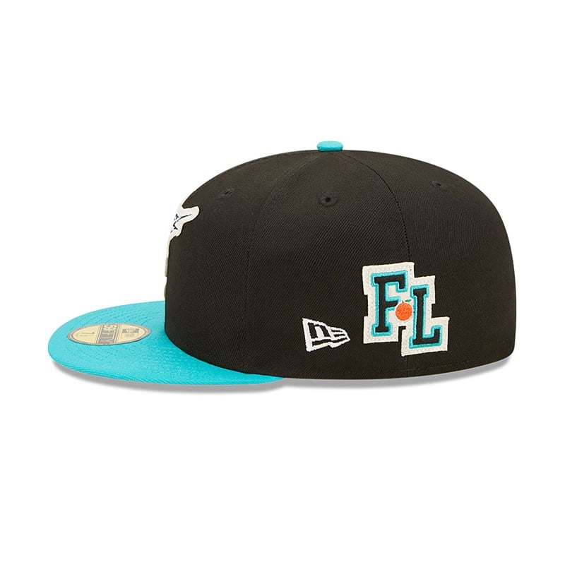 59fifty New Era Florida Marlins Ne Letterman Fitted Gorras Negros | GZ3851907