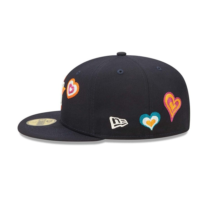 59fifty New Era Houston Astros Chain Stitch Heart Fitted Gorras Azules | UD1467530