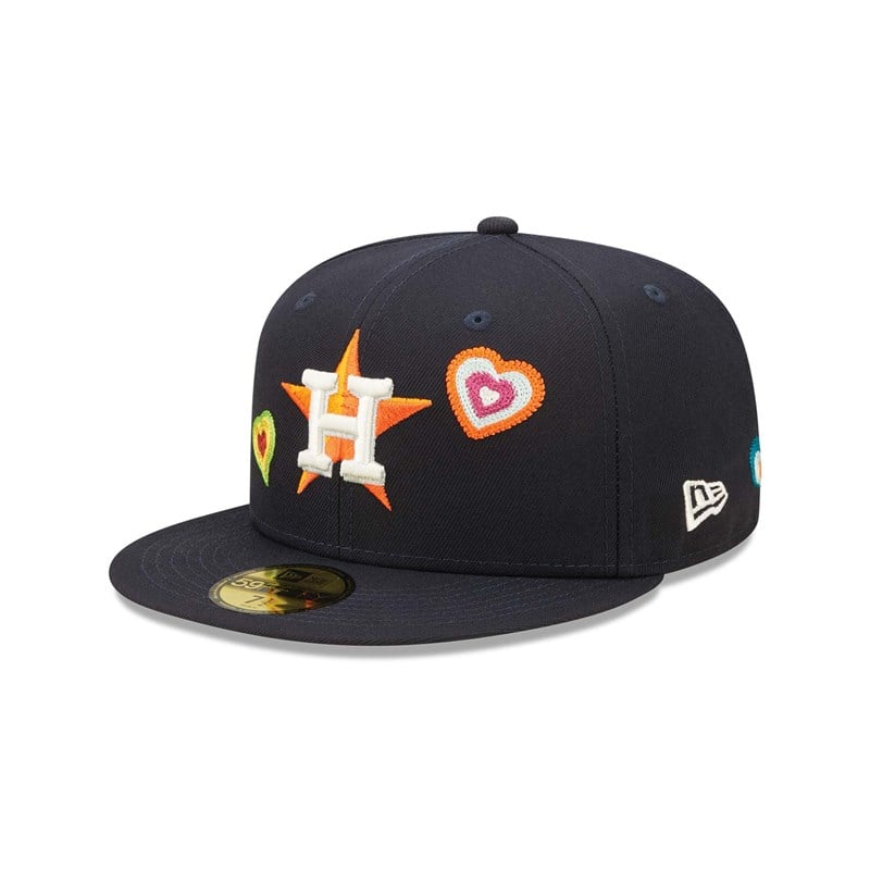 59fifty New Era Houston Astros Chain Stitch Heart Fitted Gorras Azules | UD1467530