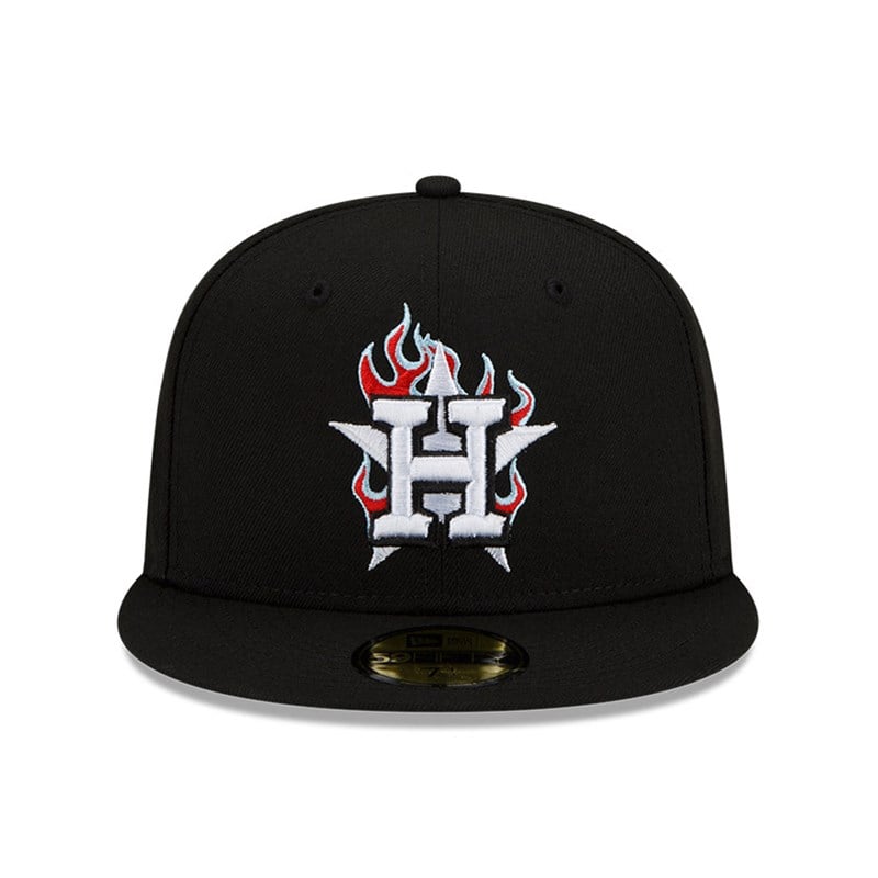 59fifty New Era Houston Astros MLB Team Fire Fitted Gorras Negros | TZ6125937