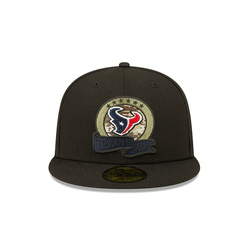 59fifty New Era Houston Texans NFL Salute To Service Fitted Gorras Negros | QV6475392