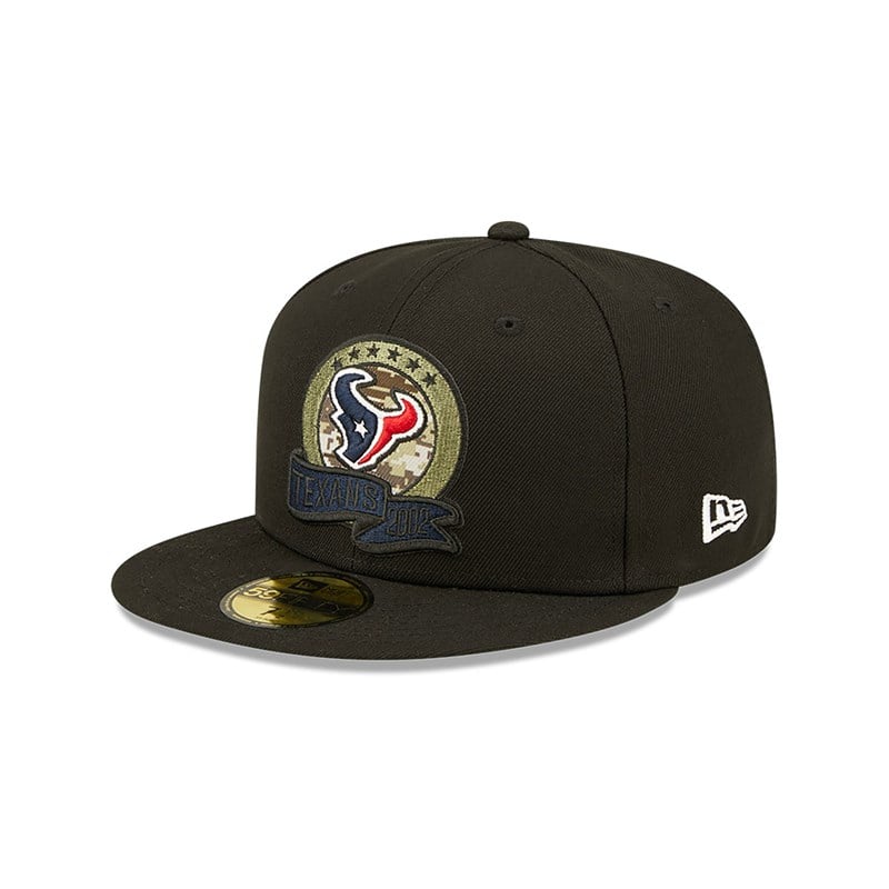 59fifty New Era Houston Texans NFL Salute To Service Fitted Gorras Negros | QV6475392