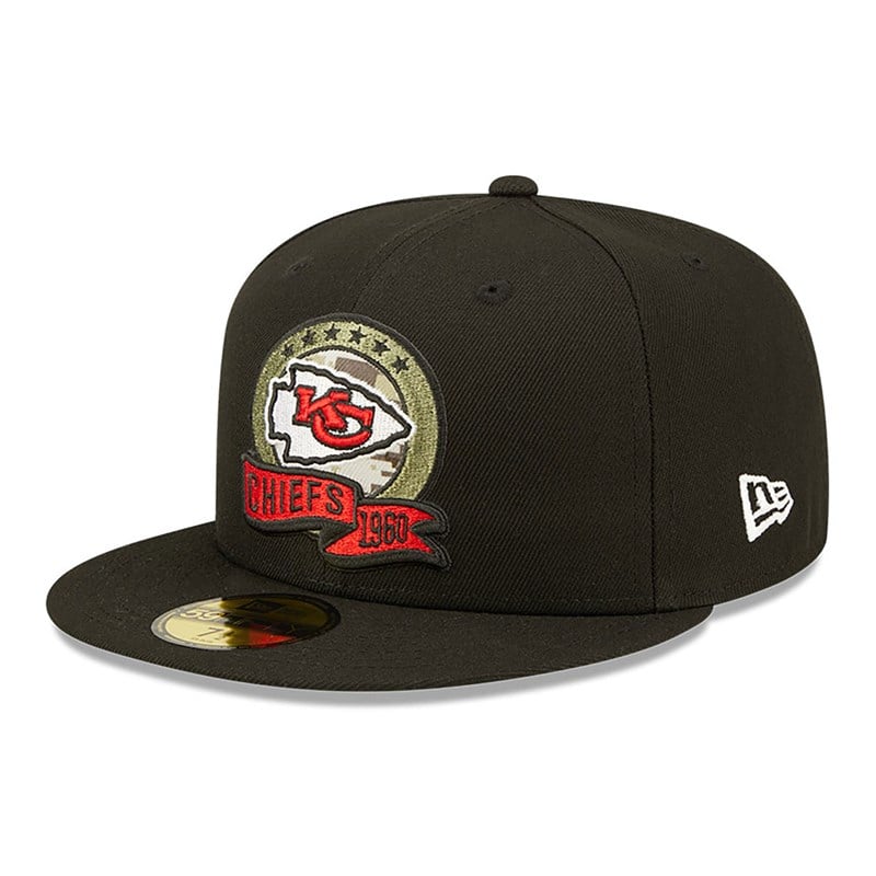 59fifty New Era Kansas City Chiefs NFL Salute To Service Fitted Gorras Negros | FD4728301