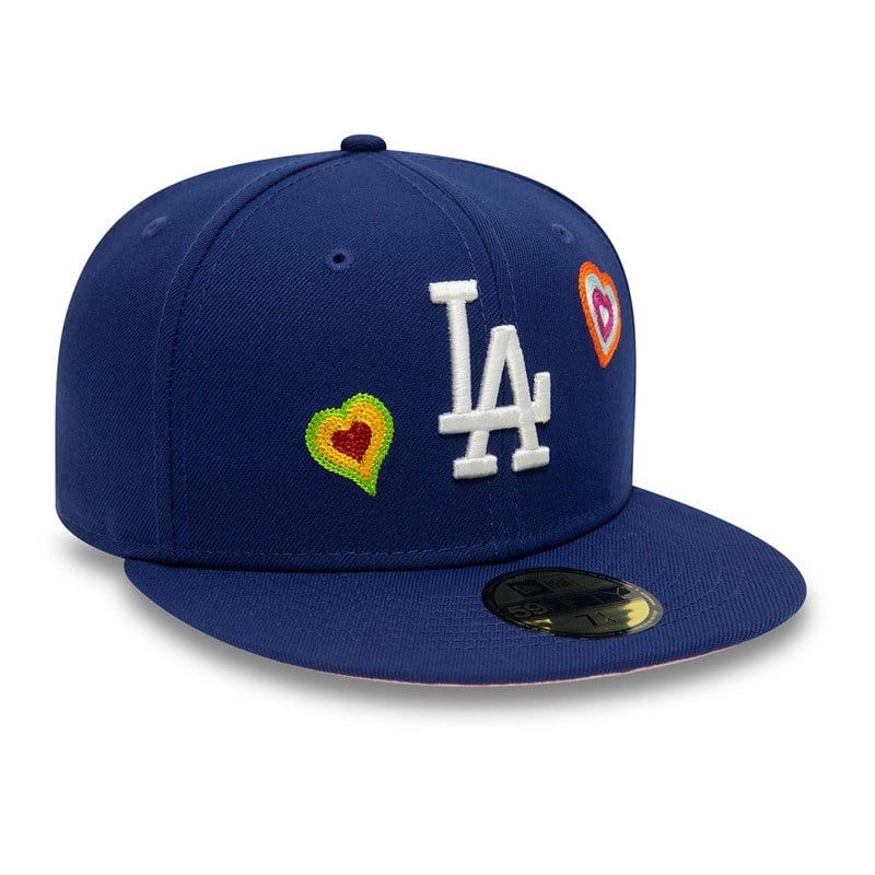 59fifty New Era La Dodgers Chain Stitch Heart Fitted Gorras Azules | OK7105932