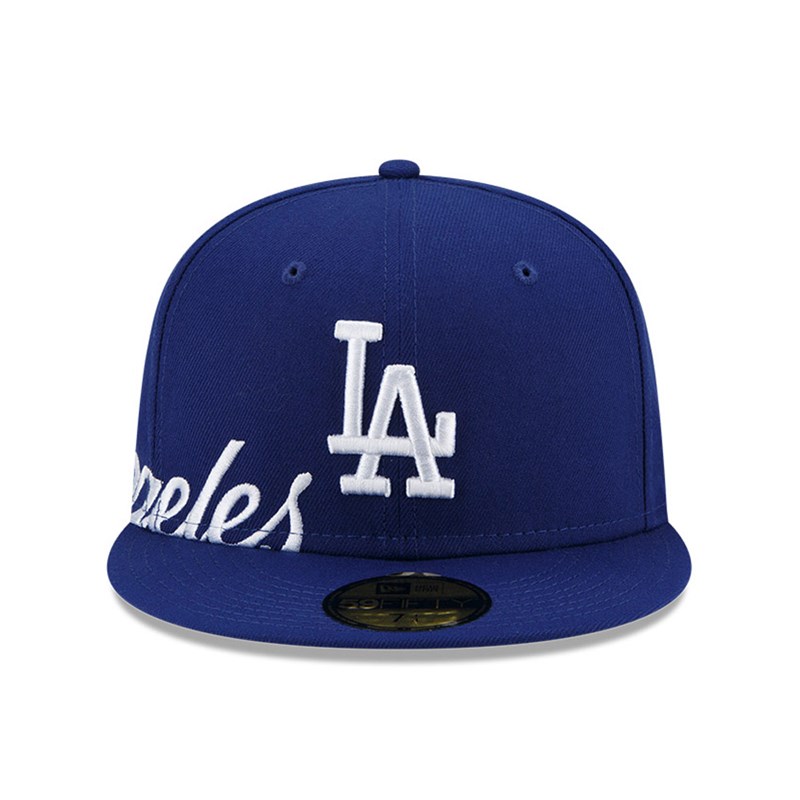 59fifty New Era La Dodgers MLB Side Split Fitted Gorras Azules | VE4781026